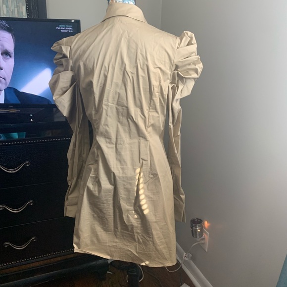 Khaki puff sleeve dress - Picture 2 of 2